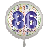 Luftballon aus Folie, Satin Luxe zum 86. Geburtstag, Rundballon weiß, 45 cm