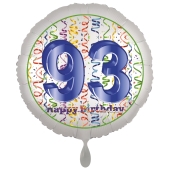 Luftballon aus Folie, Satin Luxe zum 93. Geburtstag, Rundballon weiß, 45 cm