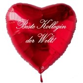 Beste Kollegin der Welt! Luftballon in Herzform aus Folie mit Helium