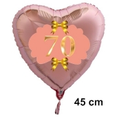 Herzluftballon aus Folie, Rosegold, zum 70. Geburtstag, Rosa-Gold