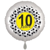 Luftballon aus Folie zum 10. Geburtstag, weisser Rundballon, 10 Jahre - schwarz-gelb, Sterne und Luftballons, inklusive Ballongas