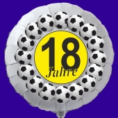 Luftballon aus Folie zum 18. Geburtstag, weisser Rundballon, Fußball, inklusive Ballongas