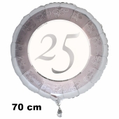 Luftballon aus Folie zum 25. Jahrestag und Jubiläum, 70 cm, silber,  inklusive Helium