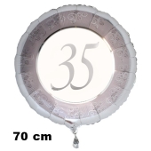 Luftballon aus Folie zum 35. Jahrestag und Jubiläum, 70 cm, silber, inklusive Helium
