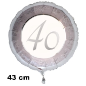 Luftballon aus Folie zum 40. Jahrestag und Jubiläum, 43 cm, silber, inklusive Helium