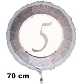 Luftballon aus Folie zum 5. Jahrestag und Jubiläum, 70 cm, silber, inklusive Helium