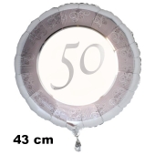 Luftballon aus Folie zum 50 Jahrestag und Jubiläum, 43 cm, silber, inklusive Helium