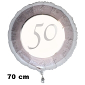 Luftballon aus Folie zum 50. Jahrestag und Jubiläum, 70 cm, silber, inklusive Helium