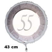 Luftballon aus Folie zum 55 Jahrestag und Jubiläum, 43 cm, silber, inklusive Helium