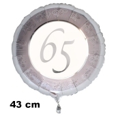 Luftballon aus Folie zum 65 Jahrestag und Jubiläum, 43 cm, silber, inklusive Helium