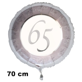 Luftballon aus Folie zum 65. Jahrestag und Jubiläum, 70 cm, silber,  inklusive Helium