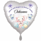 Herzluftballon zur Taufe mit Namen personalisiert