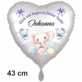 Herzluftballon zur Taufe mit Namen personalisiert