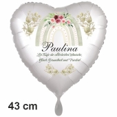 Herzluftballon zur Taufe mit Namen personalisiert