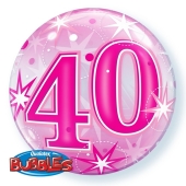Bubble Luftballon Pink zum 40. Geburtstag, mit Helium