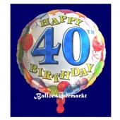 Happy Birthday 40 Luftballon, Balloons, ohne Helium