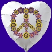 Herzluftballon Flowers Peace, Hippie Party, inklusive Helium