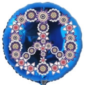 Rundluftballon Flowers Peace, Hippie Party, inklusive Helium