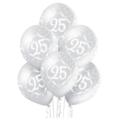 Silberner Luftballon, Zahl 25, zur Silbernen Hochzeit