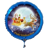 Luftballon aus Folie zu Weihnachten, Weihnachtsmann auf Weihnachtsschlitten mit Helium