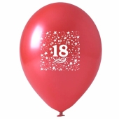 Luftballons mit der Zahl 18, 5 Stück, Kristall, Rot, 12", 30-33 cm
