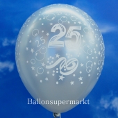 Silberner Luftballon Zahl 25 zur Silbernen Hochzeit