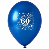 Luftballons mit der Zahl 60, 5 Stück, Kristall, Blau, 12", 30-33 cm
