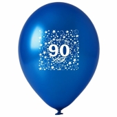 Luftballons mit der Zahl 90, 10 Stück, Kristall, Blau, 12", 30-33 cm