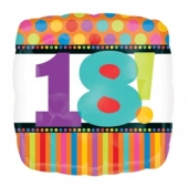 Luftballon aus Folie zum 18. Geburtstag, Happy 18TH Birthday, Dots and Stripes