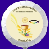 Luftballon zur Konfirmation mit dem Namen des Konfirmationskindes