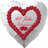 Weißer Herzluftballon aus Folie zur Rubinhochzeit