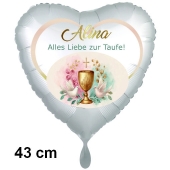 Herzluftballon zur Taufe mit Namen personalisiert