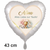 Herzluftballon zur Taufe mit Namen personalisiert