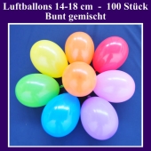 Luftballons 14-18 cm, kleine Rundballons aus Latex, bunt gemischt, 100 Stück