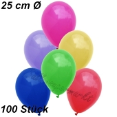 Luftballons 25 cm, Bunt gemischt, 100 Stück 