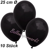 Luftballons 25 cm, Schwarz, 10 Stück 