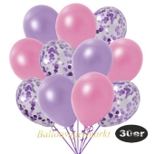 luftballons-30er-pack-10-flieder-konfetti-und-10-metallic-lila-10-metallic-rose
