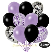 luftballons-30er-pack-5-flieder-5-schwarz-konfetti-und-10-metallic-lila-10-metallic-schwarz