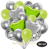 luftballons-30er-pack-9-silber-konfetti-und-9-metallic-apfelgruen-8-chrome-silber-2-folienballons-silber-2-folienballons-limonengruen