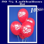 Luftballons 50 prozent, Rot, 10 Stück