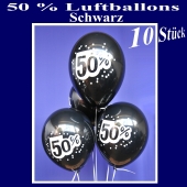 Luftballons 50 prozent, Schwarz, 10 Stück