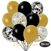luftballons-50er-pack-8-schwarz-konfetti-7-gold-konfetti-und-18-metallic-schwarz-17-metallic-gold