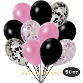 luftballons-50er-pack-8-rosa-konfetti-7-schwarz-konfetti-und-18-metallic-rose-17-metallic-schwarz