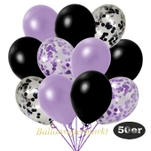 luftballons-50er-pack-8-flieder-konfetti-7-schwarz-konfetti-und-18-metallic-lila-17-metallic-schwarz