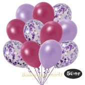 luftballons-50er-pack-15-flieder-konfetti-und-18-metallic-burgund-17-metallic-lila