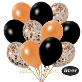 luftballons-50er-pack-15-orange-konfetti-und-18-metallic-schwarz-17-metallic-orange