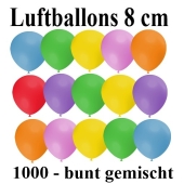 Luftballons, 8 cm, 3", Wasserbomben, 1000 Stück, bunt gemischt