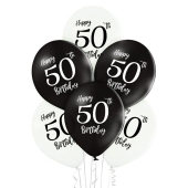 Luftballons Happy 50th Birthday, Latexballons 12", 6 Stück