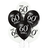 Luftballons Happy 60th Birthday, Latexballons 12", 6 Stück