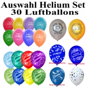 Ballons Helium Einweg-Set, 30 Luftballons zur Auswahl